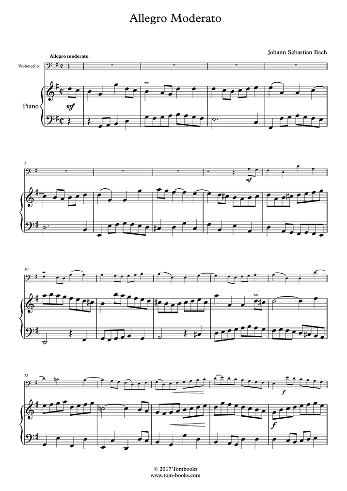 Allegro moderato (Klavierbegleitung) (Bach) Klaviernoten